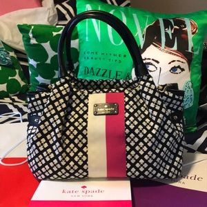NWOT Kate Spade Black Cream and Pink Handbag